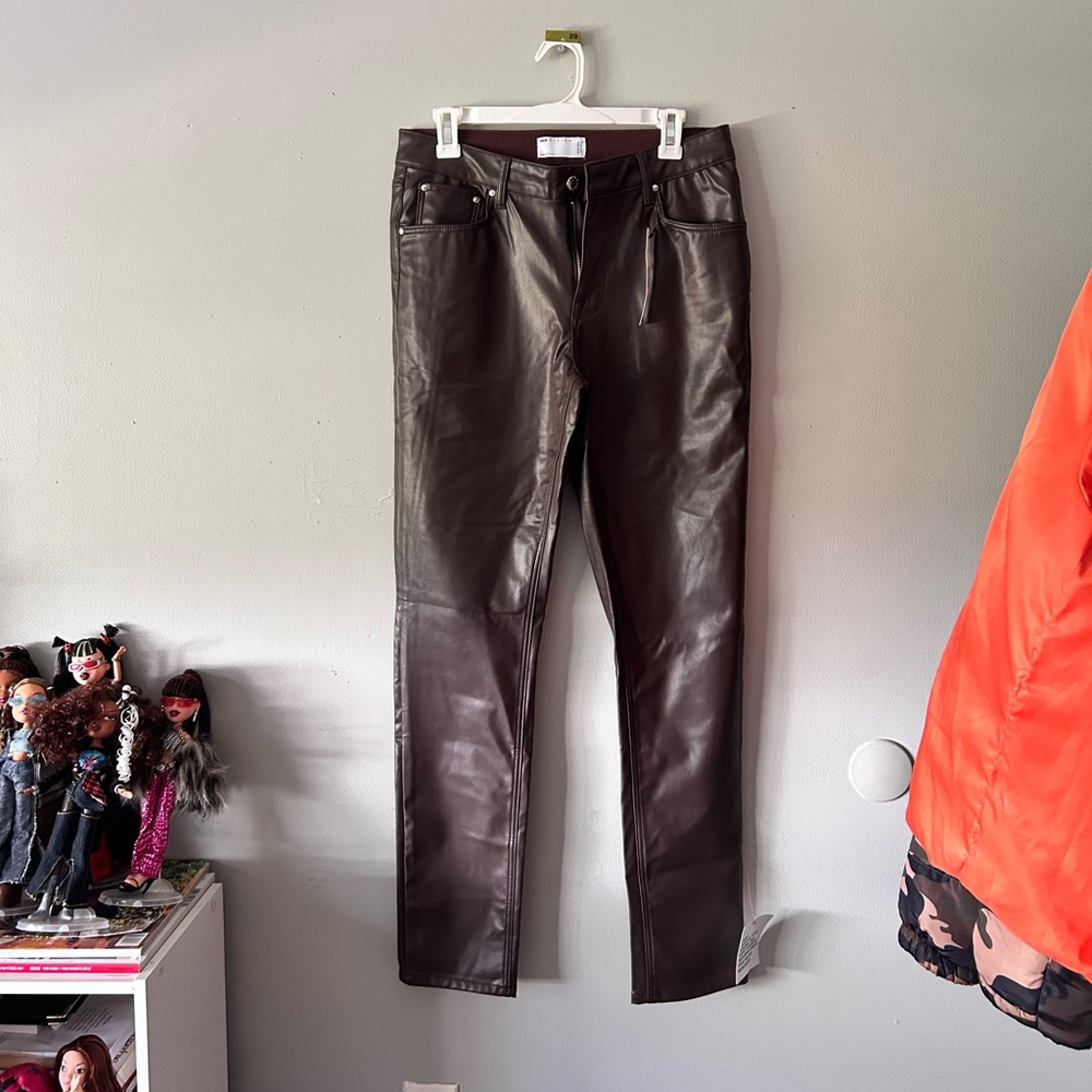 ASOS Skinny Brown Faux Leather Pants